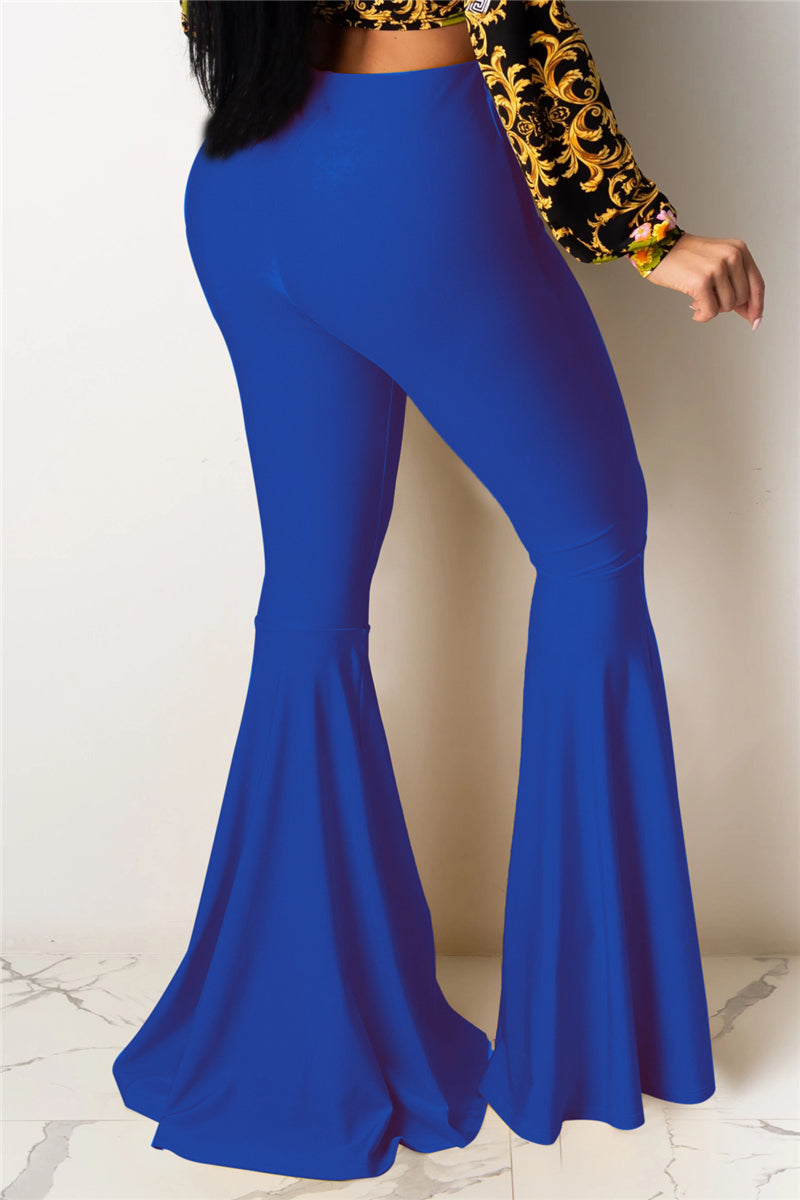 Solid color new stylish stretch slim flare pants