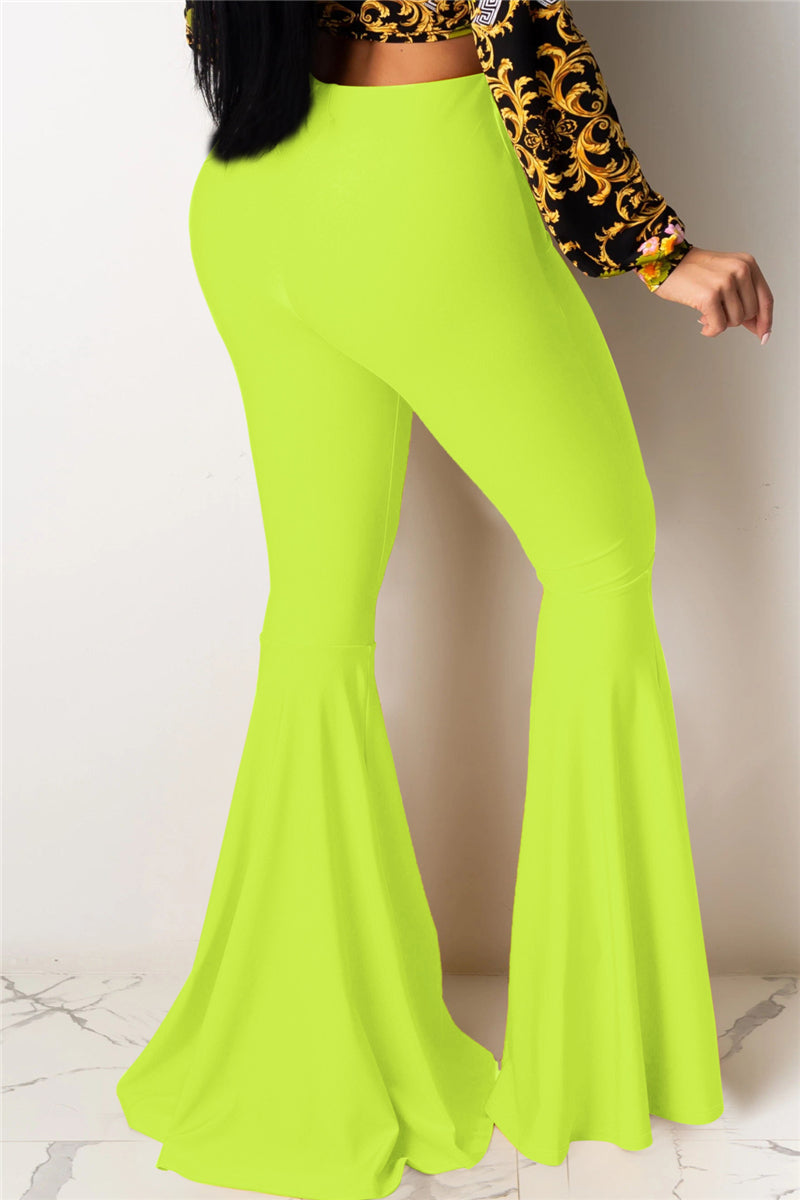 Solid color new stylish stretch slim flare pants