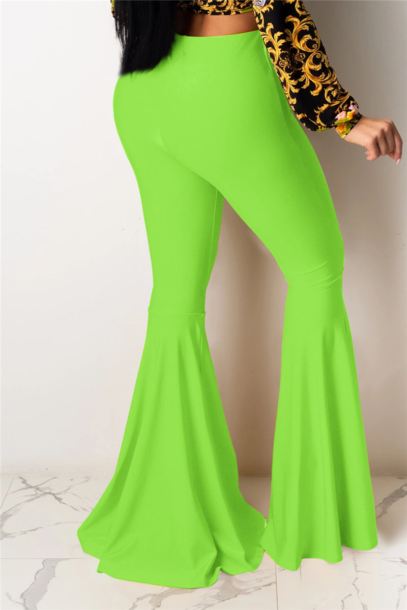 Solid color new stylish stretch slim flare pants