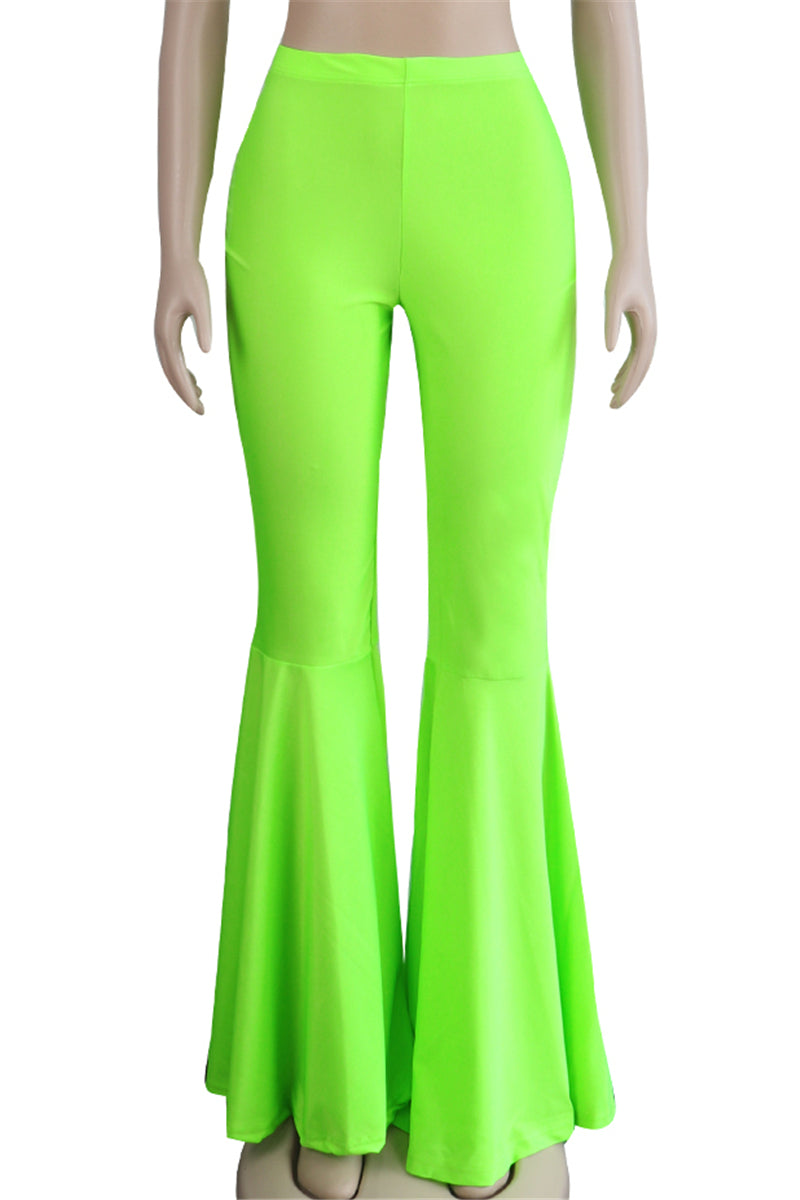 Solid color new stylish stretch slim flare pants