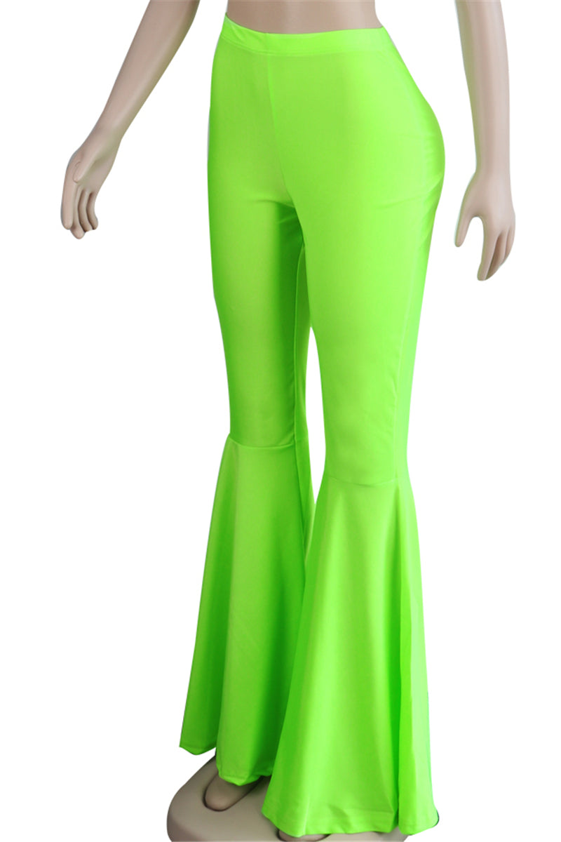 Solid color new stylish stretch slim flare pants