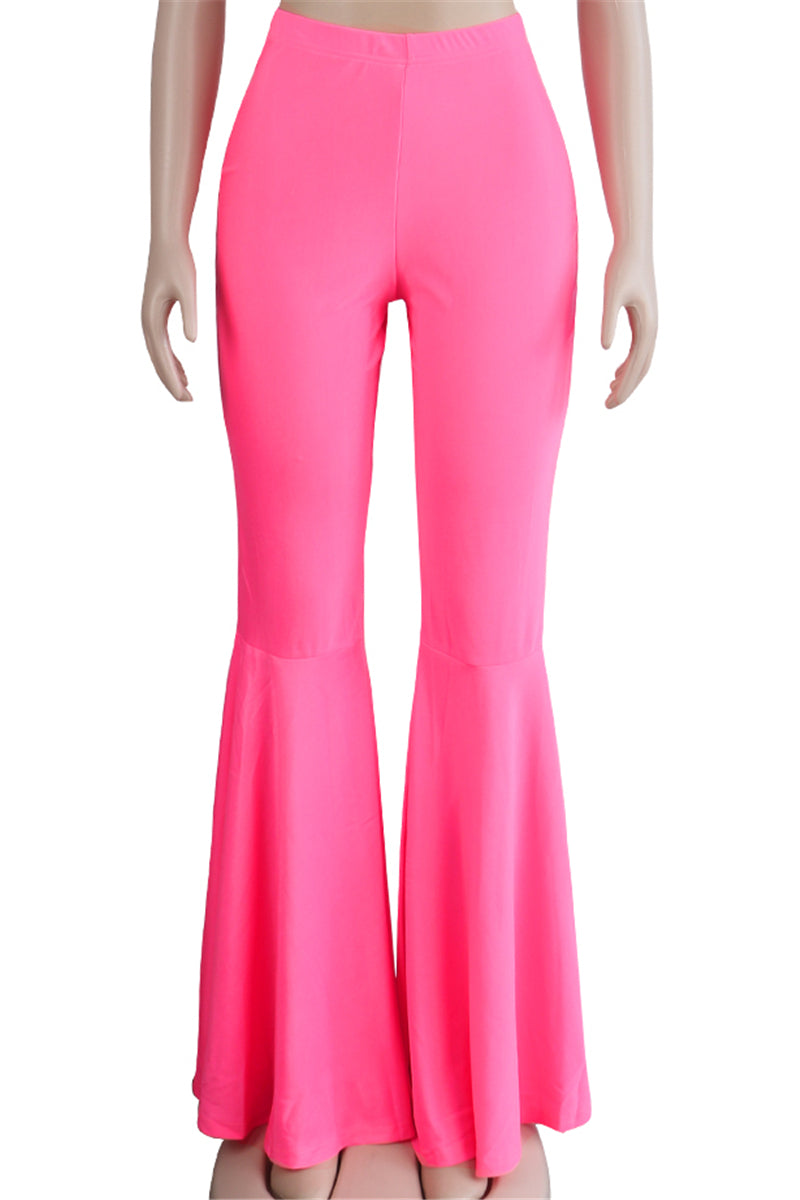 Solid color new stylish stretch slim flare pants
