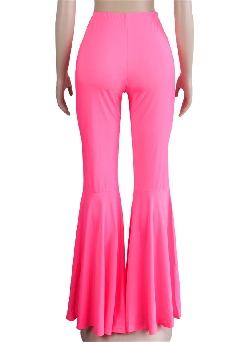 Solid color new stylish stretch slim flare pants