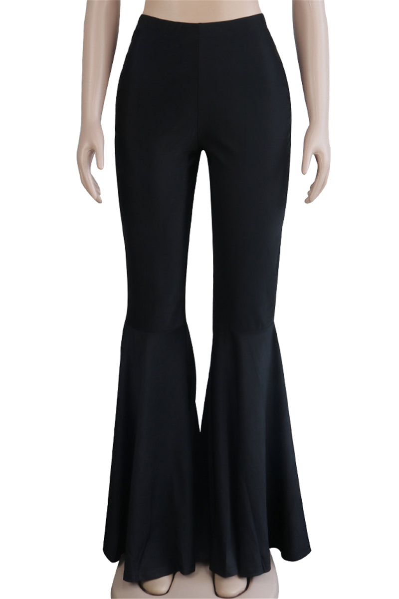 Solid color new stylish stretch slim flare pants