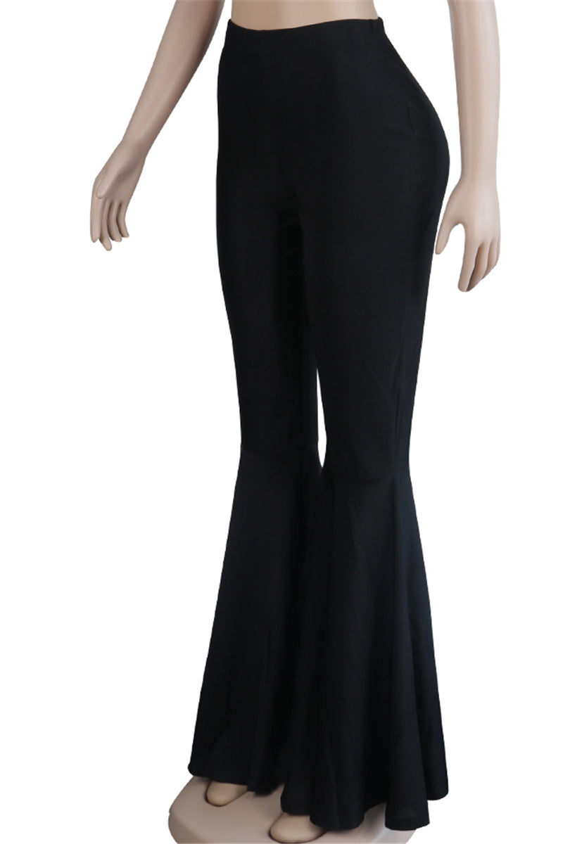 Solid color new stylish stretch slim flare pants