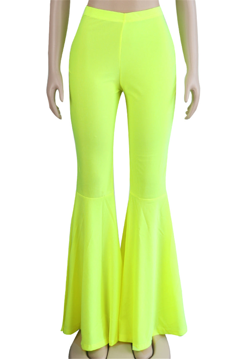 Solid color new stylish stretch slim flare pants