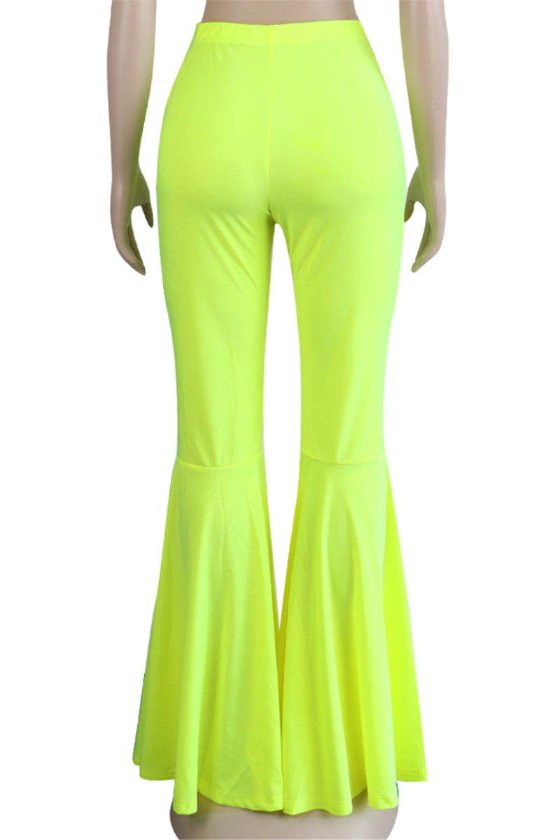 Solid color new stylish stretch slim flare pants