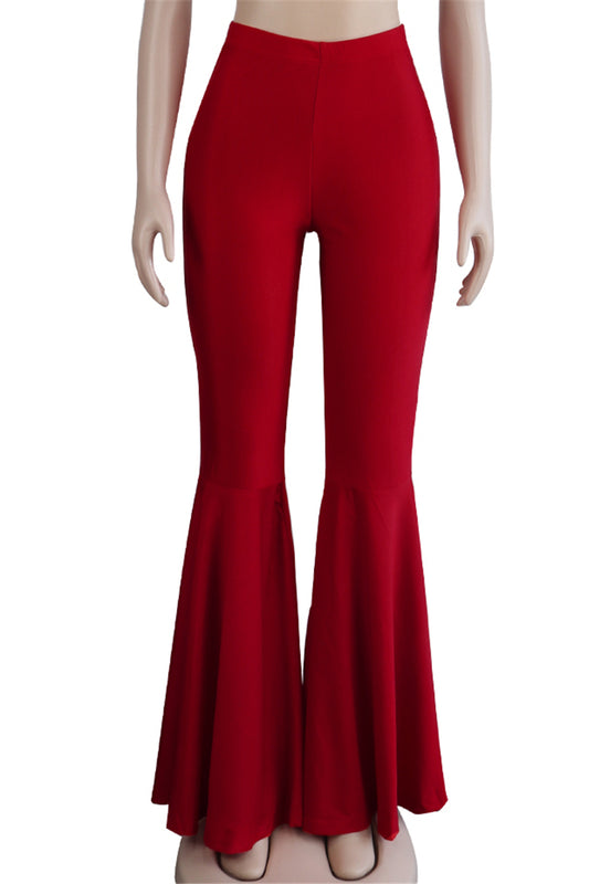 Solid color new stylish stretch slim flare pants