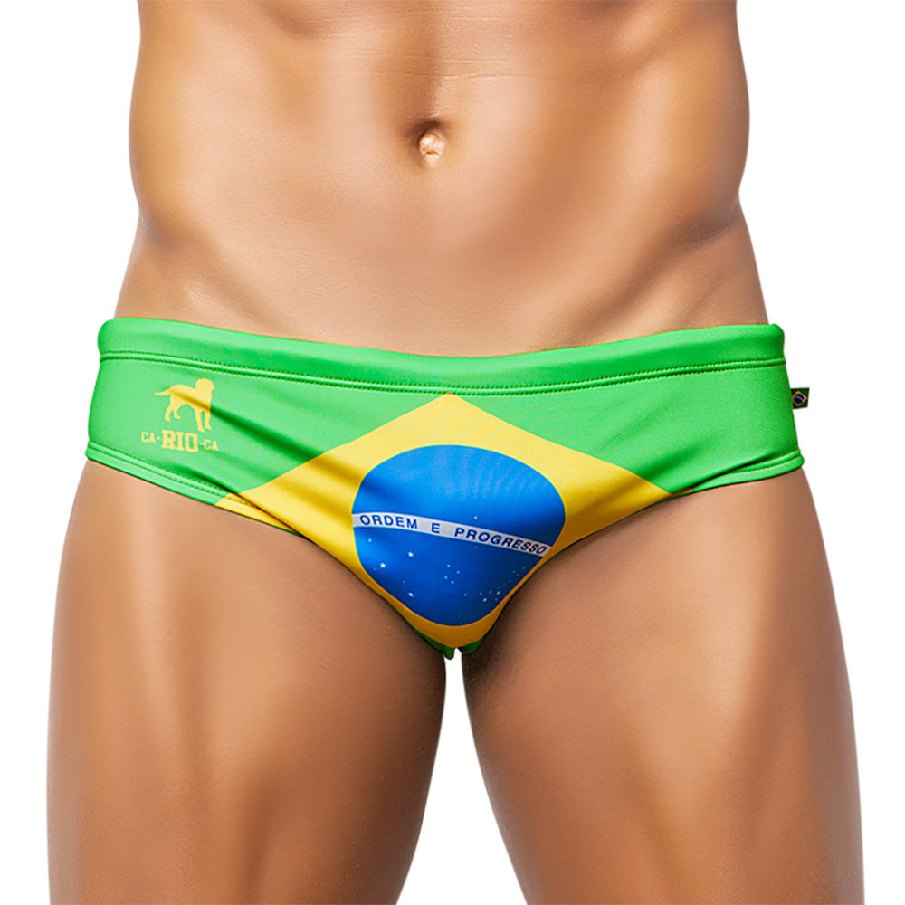 TEAM BRASIL FLAG SUNGA - Men's Designer Swimwear - Men's Brazilian Sunga