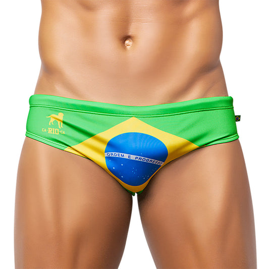 TEAM BRASIL FLAG SUNGA - Men's Designer Swimwear - Men's Brazilian Sunga