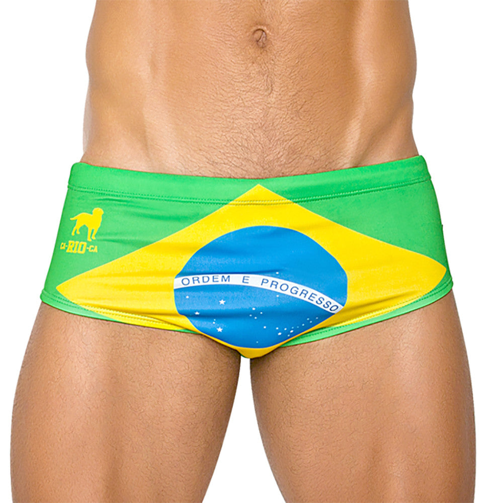 TEAM BRASIL FLAG SUNGA - Men's Designer Swimwear - Men's Brazilian Sunga