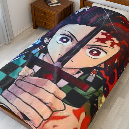 Anime-Inspired Velveteen Plush Blanket - Cozy Decorative Throw for Fans