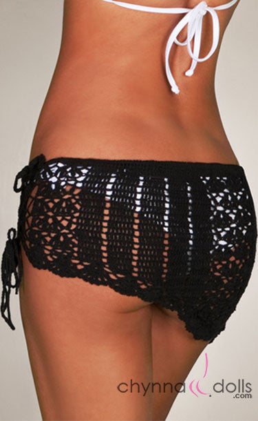Crochet Mini Sarong in Black