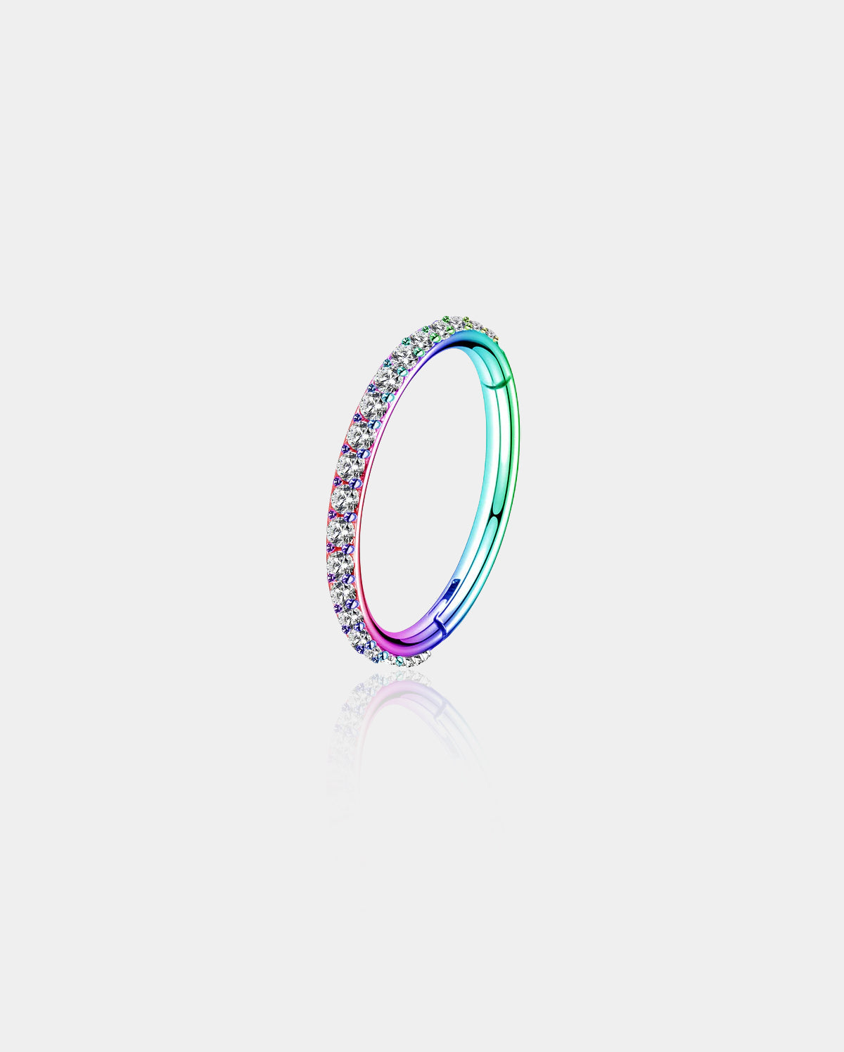18G Black/Rainbow CZ Segment Nose Ring
