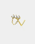 14K Gold CZ Row Chain L-Shaped Nose Stud