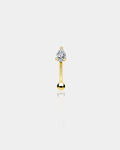 14K Gold Waterdrop CZ Rook Earring