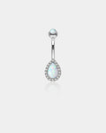 14K White Gold Opal Teardrop Belly Ring
