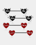 2Pcs BlackRed Sexy Heart Letter Nipple Barbell Pack