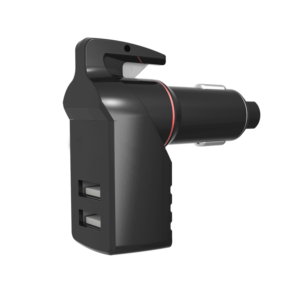 Stinger USB Car Charger Emergency Tool, Seatbelt Cutter, Spring-Loaded Car Window Breaker (Black)