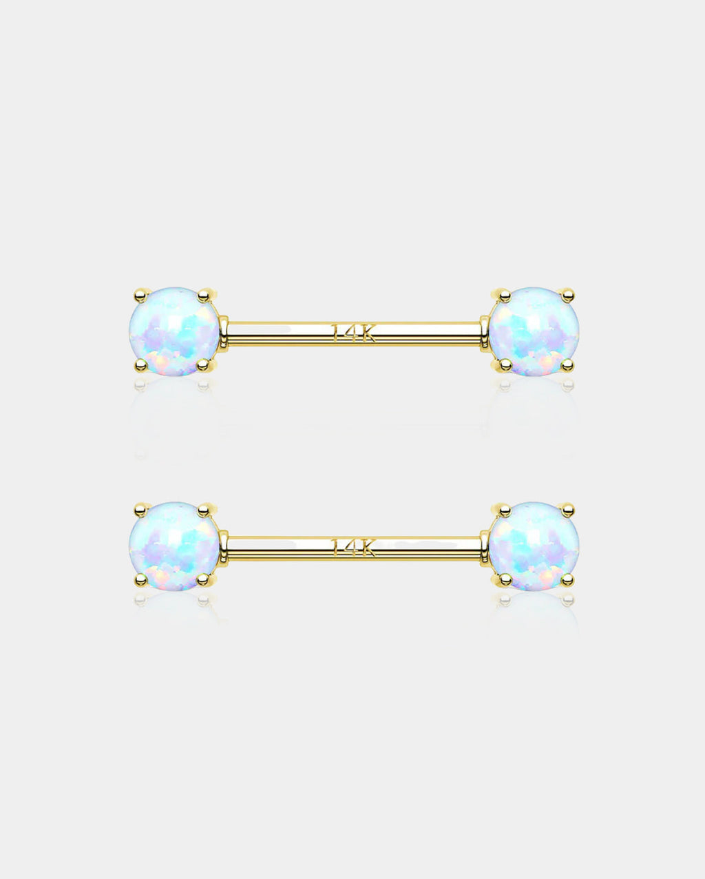 14K Gold Round Opal Nipple Ring