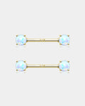 14K Gold Round Opal Nipple Ring