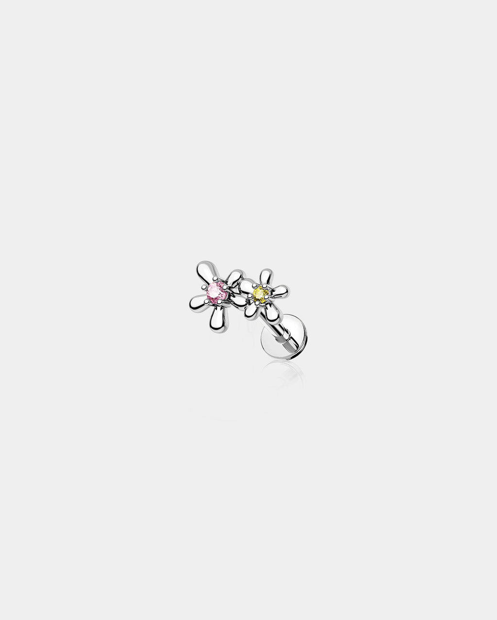Flower Colorful CZ Internally Threaded Helix Stud