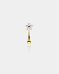 14K Gold Clear CZ Flower Rook Earring