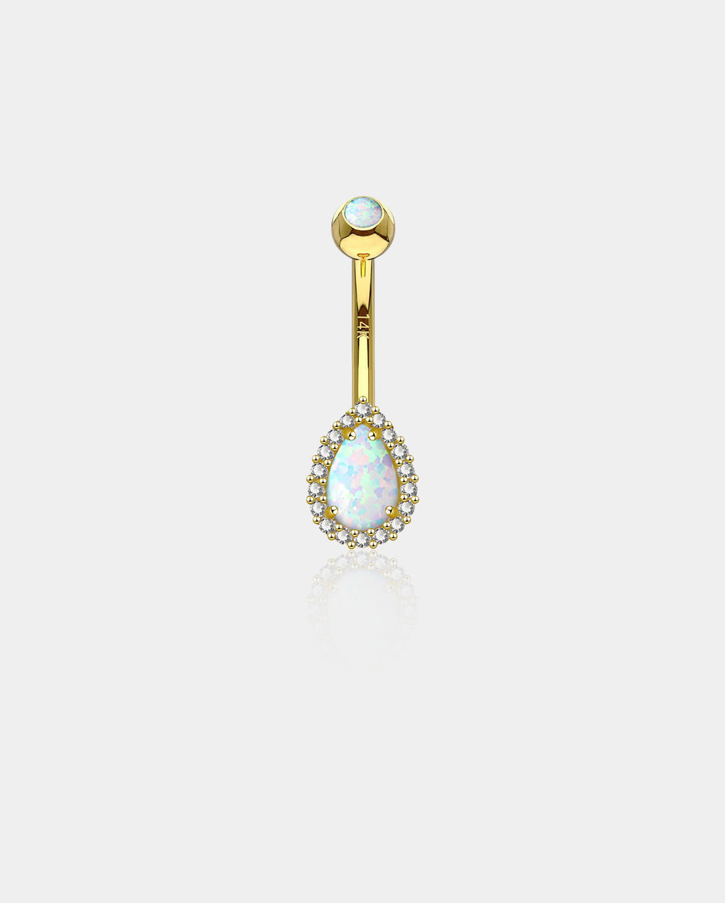14K Gold Opal Teardrop Belly Ring