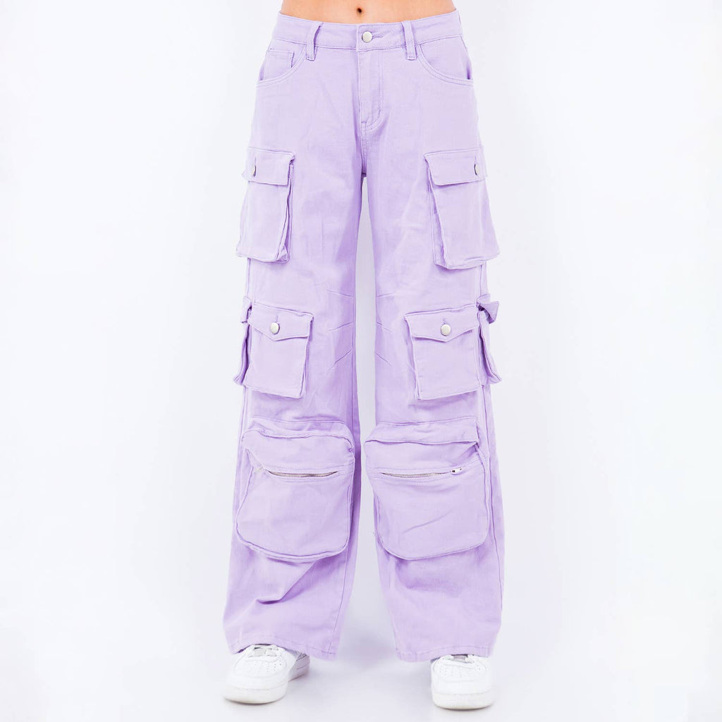 PLUS SIZE HIGH WAIST WIDE LEG POCKET PANTS-RJH30589P