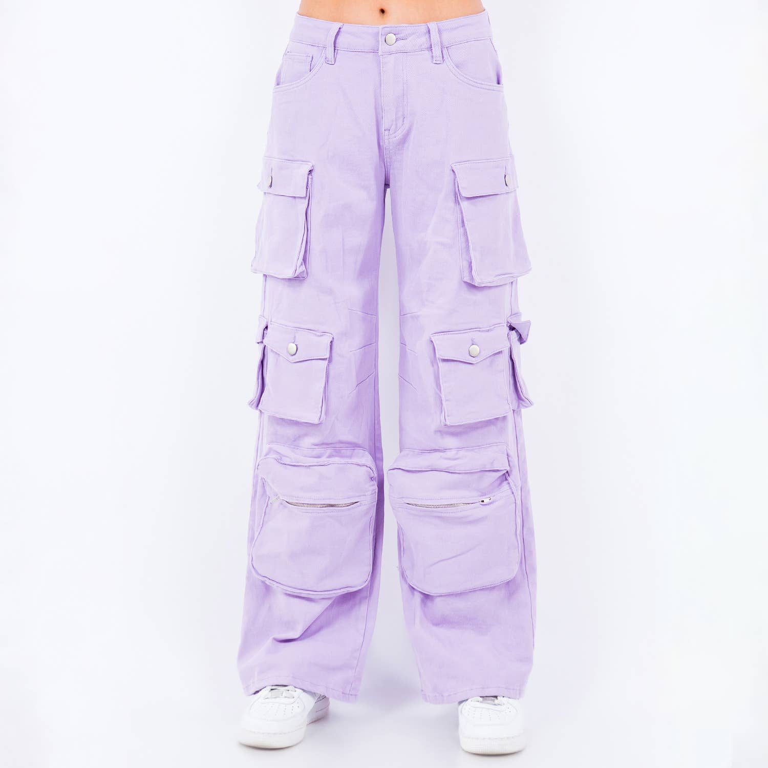 PLUS SIZE HIGH WAIST WIDE LEG POCKET PANTS-RJH30589P