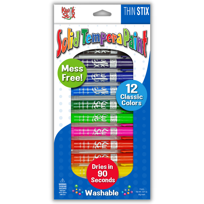 Thin Stix Paint Sticks, Set of 12 Classic Colors