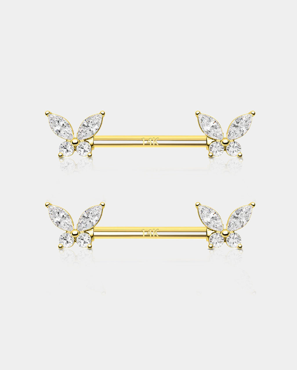 14K Gold Butterfly Nipple Ring
