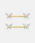 14K Gold Butterfly Nipple Ring