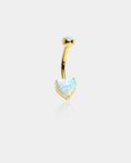 14K Gold Heart Opal Belly Ring