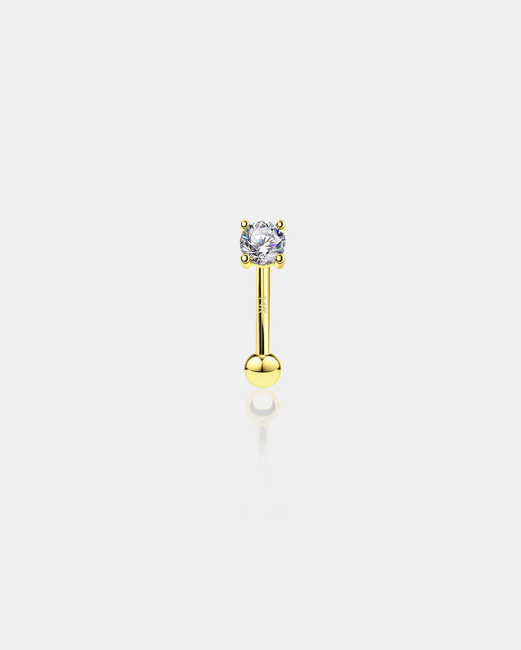 14K Gold Clear CZ Eyebrow & Rook Earring