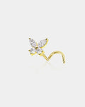 14K Gold CZ Butterfly Nose Stud