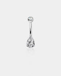 14K White Gold Teardrop CZ Belly Ring