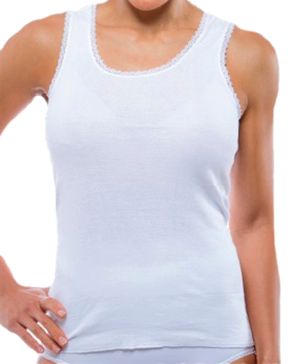 All Cotton Comfort Tank Style 1515 in White for women
