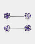 2Pcs D20 Dice Glitter Nipple Barbell Pack
