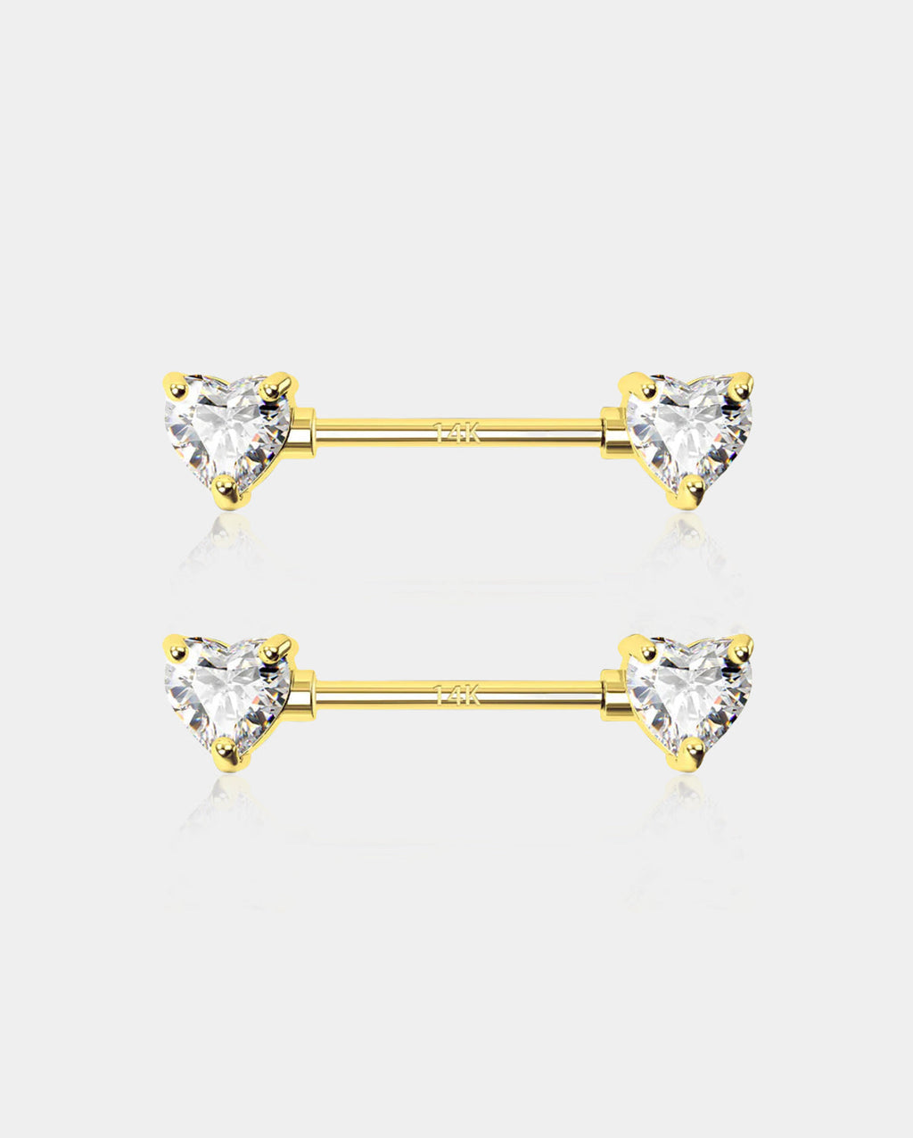 14K Gold Heart CZ Nipple Ring