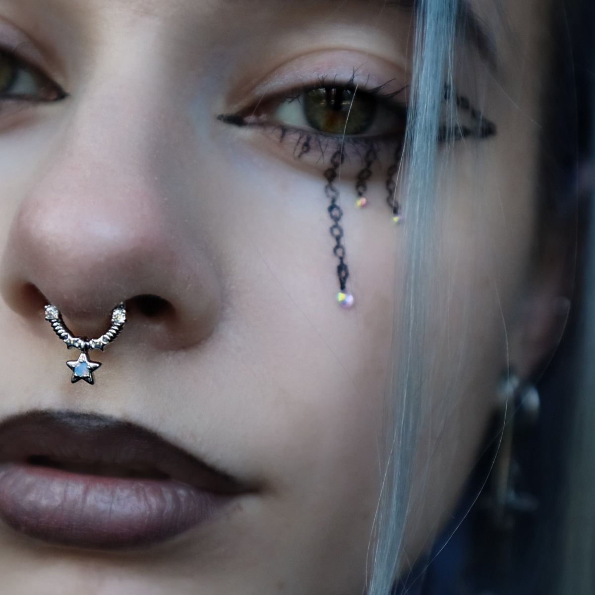 Fairy Synthetic Opal Star Hinged Segment Septum Ring