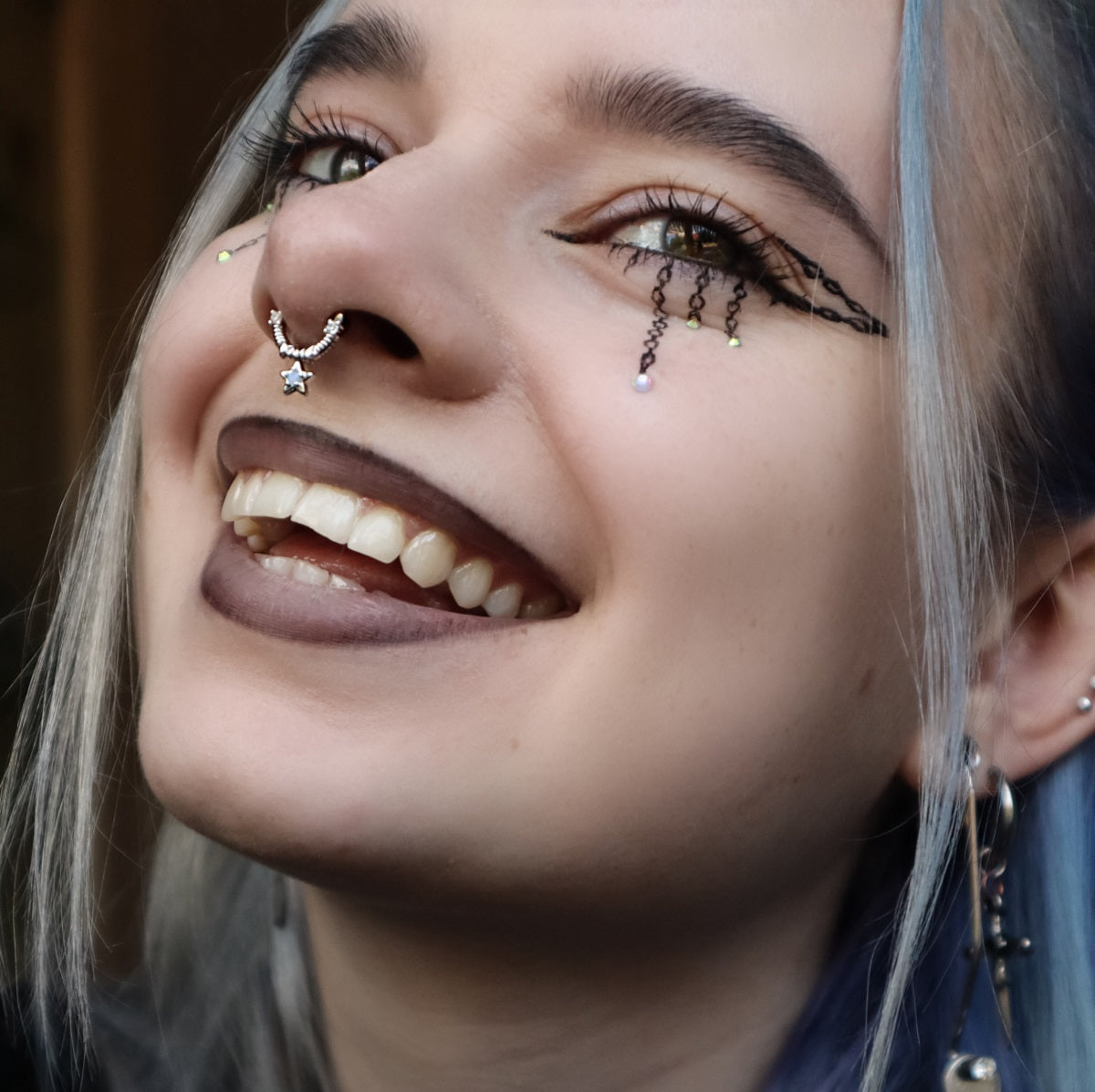 Fairy Synthetic Opal Star Hinged Segment Septum Ring