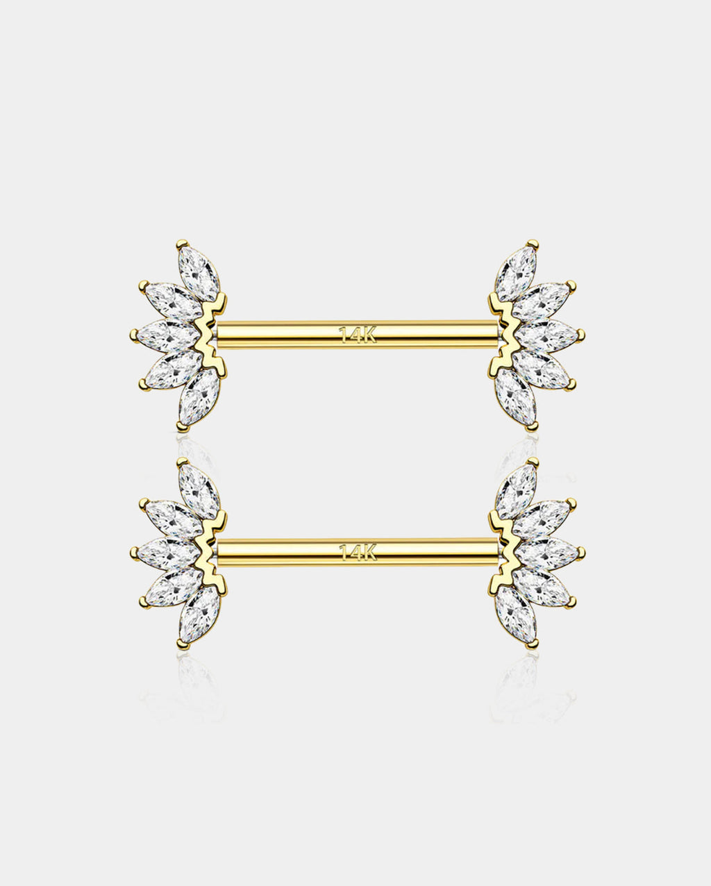 14K Gold CZ Nipple Ring