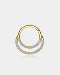 14K Gold Front CZ Double Hoop Segment Septum Ring