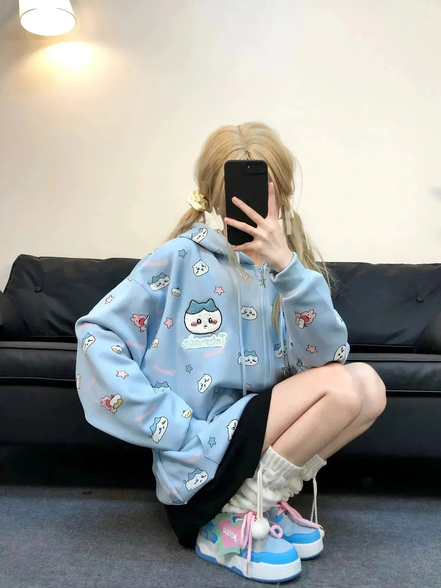 'Hachii' Kawaii Streetstyle Cute Hoodie Jacket