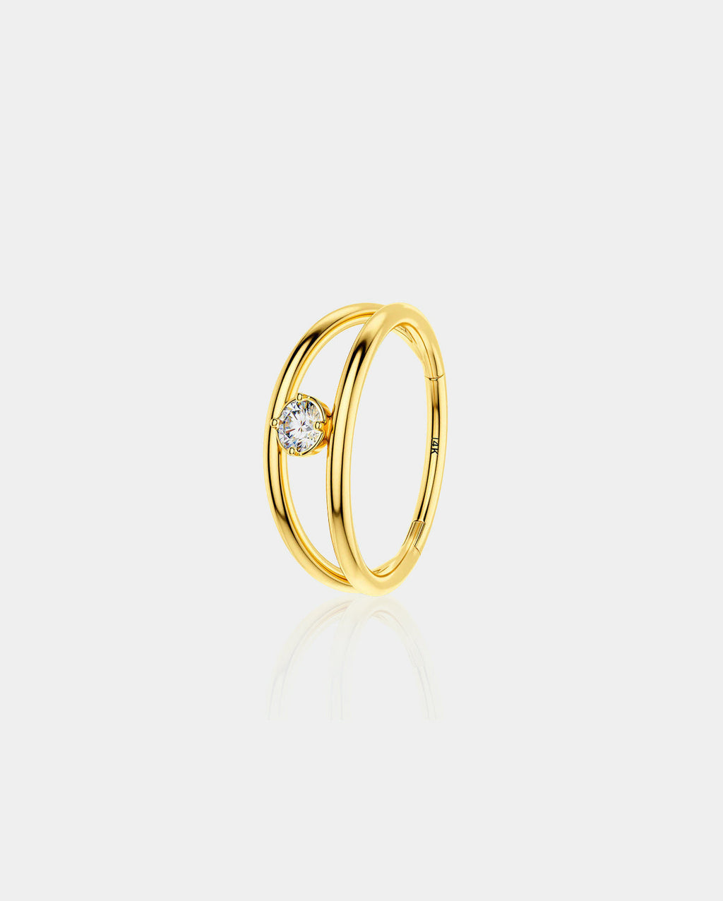14K Gold CZ Double Layer Cartilage Earrings