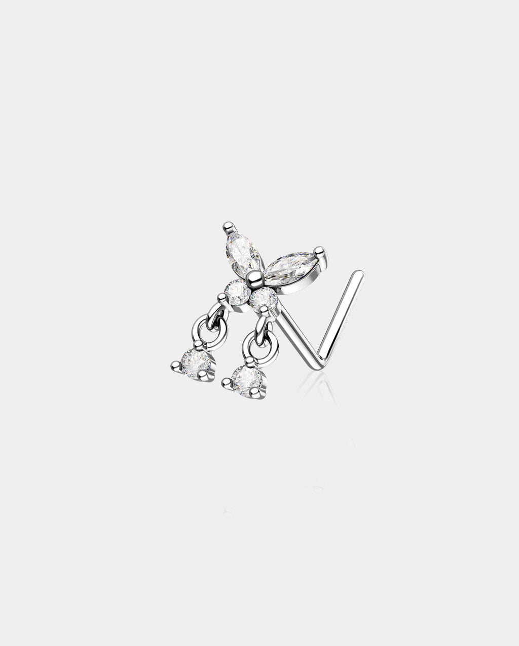 Butterfly CZ Dangle Nose Stud