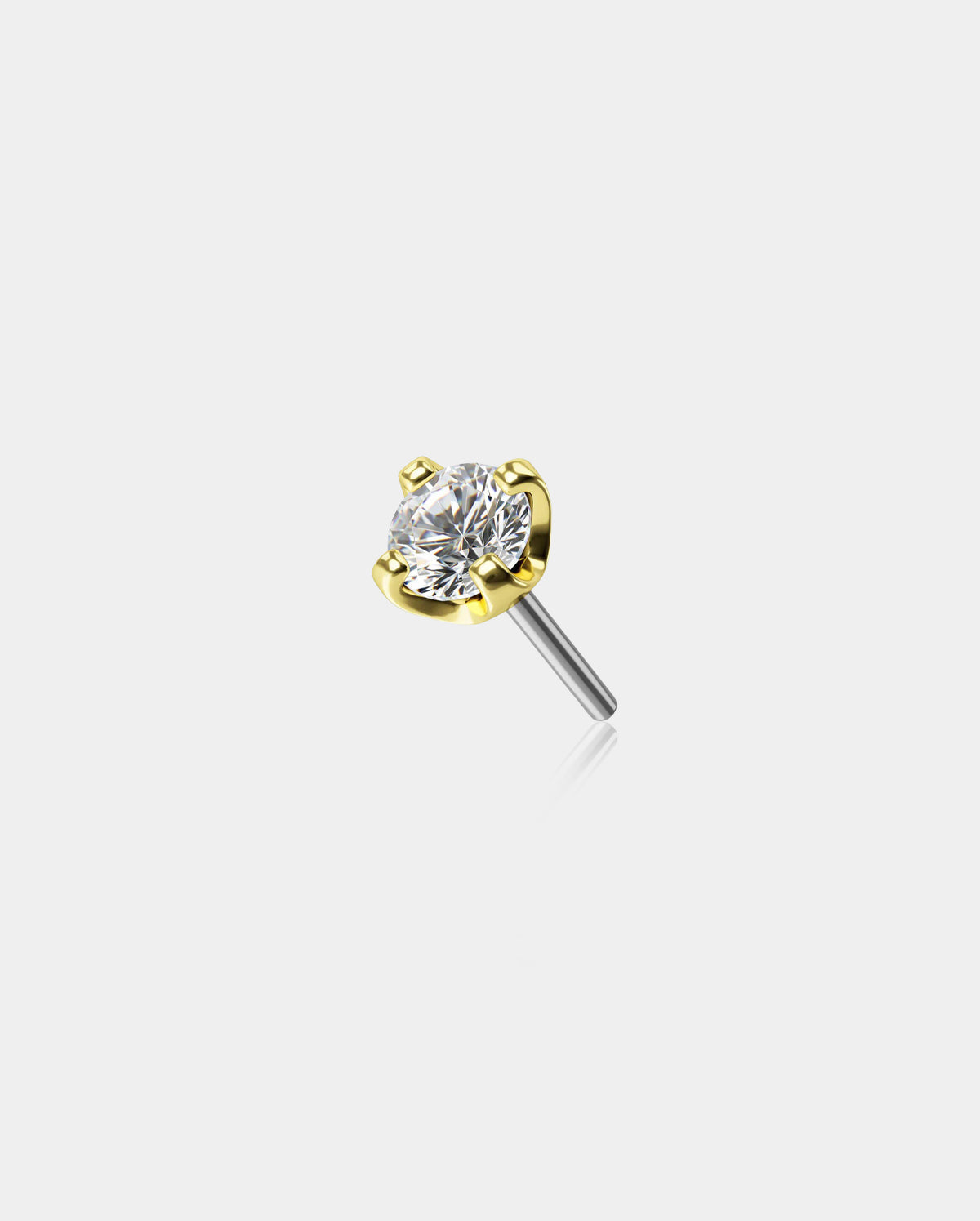 14K Gold CZ Threadless Nose Stud