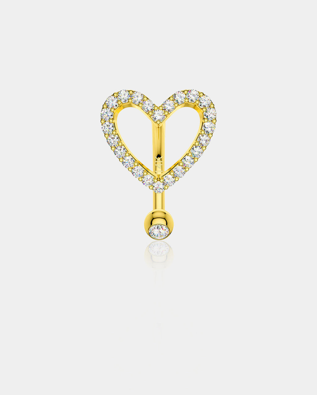 14K Gold Heart Top Belly Ring