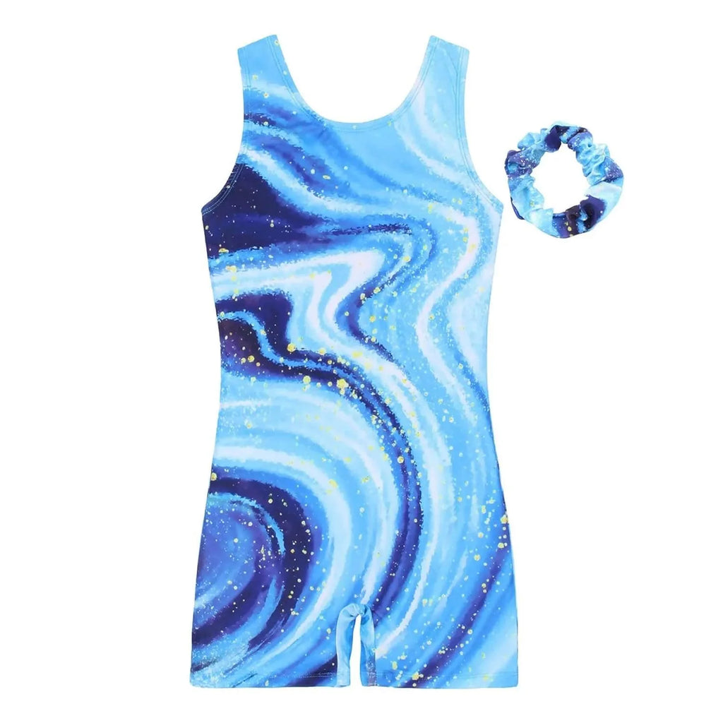 Blue Celestial Swirl Gymnastics Unitard Biketard